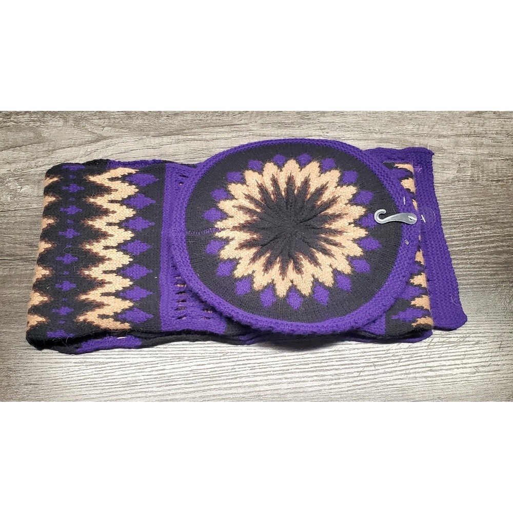 Vtg Lauren Ralph Lauren 100% Lambswool Knit Hat & Scarf Set Purple RARE NWOT - Picture 9 of 9